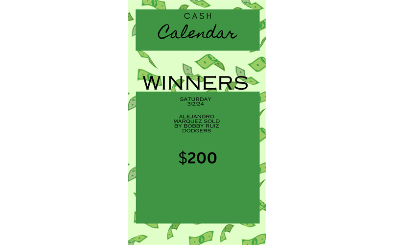 Cash calendar winners 